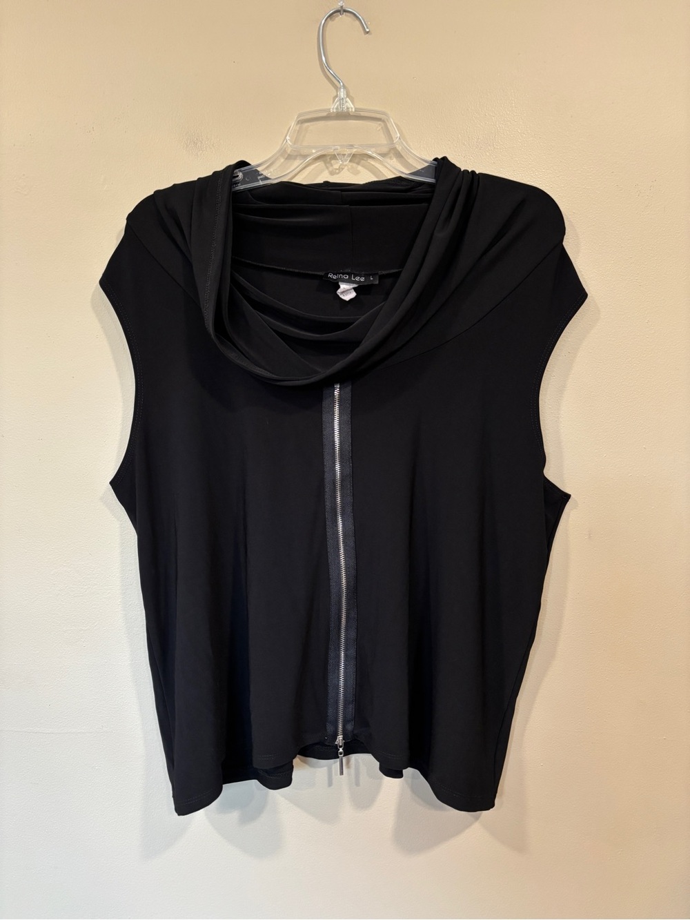 Reina Lee Women's Black Sleeveless Cowl-Neck Top Size L